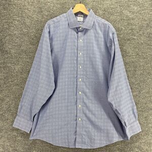 Brooks Brothers Shirt Women 17.5 Blue Check Button Up Long Sleeve